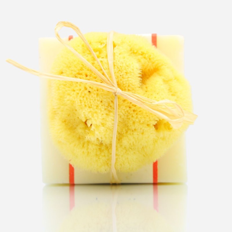 Ενυδατικό και καταπραϋντικό σαπούνι με βαλσαμόλαδο και υλάνγκ-υλάνγκ με σφουγγάρι Καλύμνου για το πρόσωπο