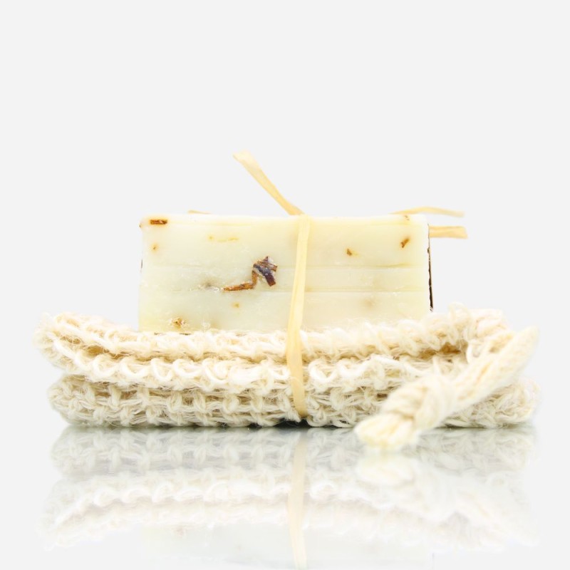 Σαπούνι απαλής απολέπισης και τόνωσης με φύκια και δενδρολίβανο με οικολογικό σφουγγάρι-σαπουνοθήκη