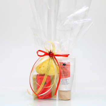 Σετ περιποίησης προσώπου με κόκκινα φρούτα - Μάσκα με οξέα φρούτων, απολεπιστικό σαπούνι, σφουγγάρι Καλύμνου