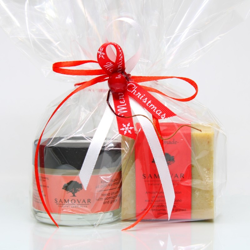 Κρέμα χεριών και σαπούνι με κόκκινα φρούτα σε συσκευασία δώρου